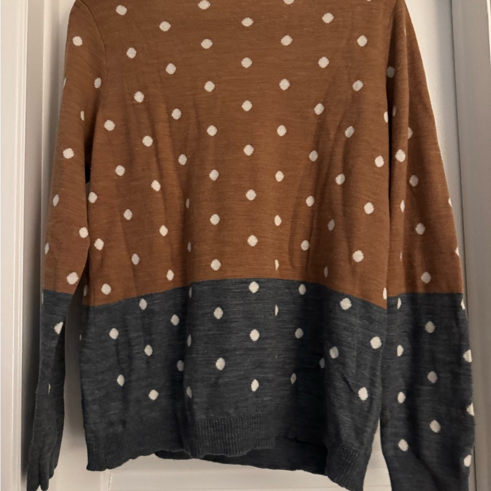 Gently used Limited Brown and Gray Polka Dot Sweater